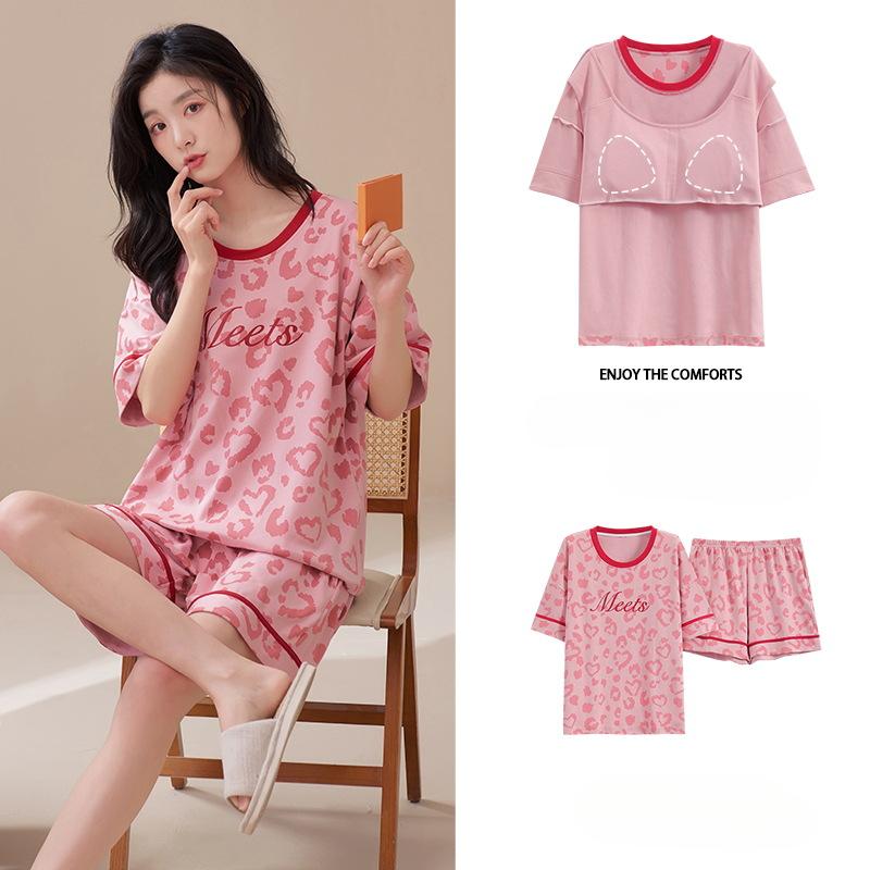 Пижама женская летняя с подушками, милые и симпатичные шорты, можно носить поверх хлопкового костюма с короткими рукавами, домашняя одежда