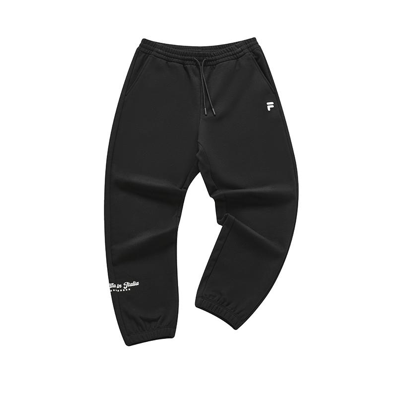 Fila Fusion Однотонные спортивные брюки с зауженными штанинами, свободного кроя, средней посадки, вязаные, женские, черные T11W415606F-BK