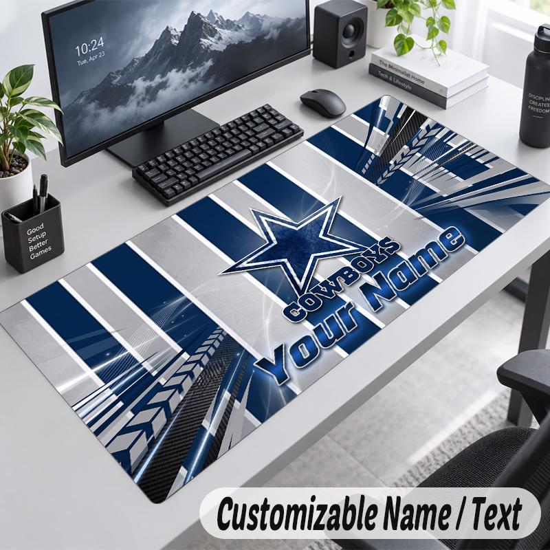 Custom Name Text Mouse Pad Dallas Cowboys Personalized Desk Pad For Work And Gaming