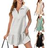 Женское летнее платье с коротким рукавом, повседневное платье-гольф с коротким рукавом и отложным воротником