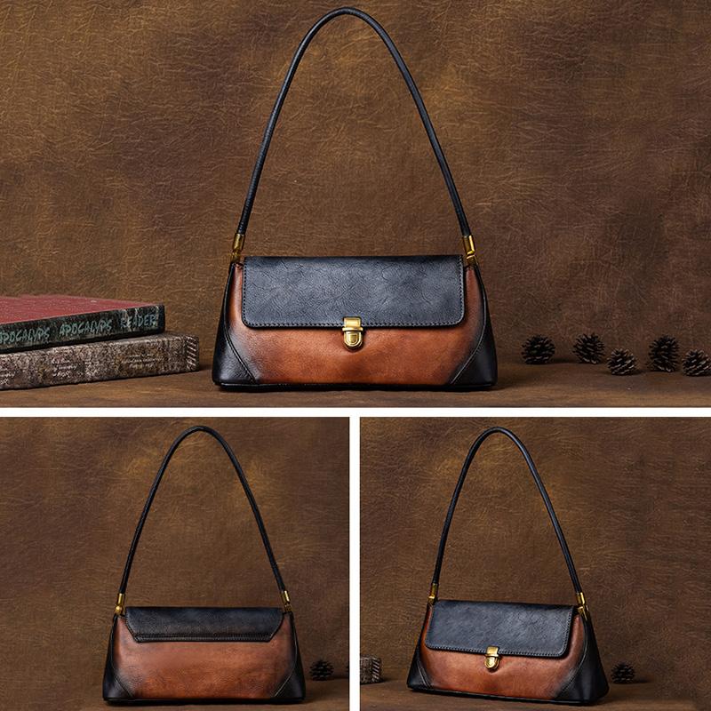 Ретро сумка-багет, повседневная женская сумка-тоут, модная изысканная сумка из натуральной кожи для женщин, сумка подмышками