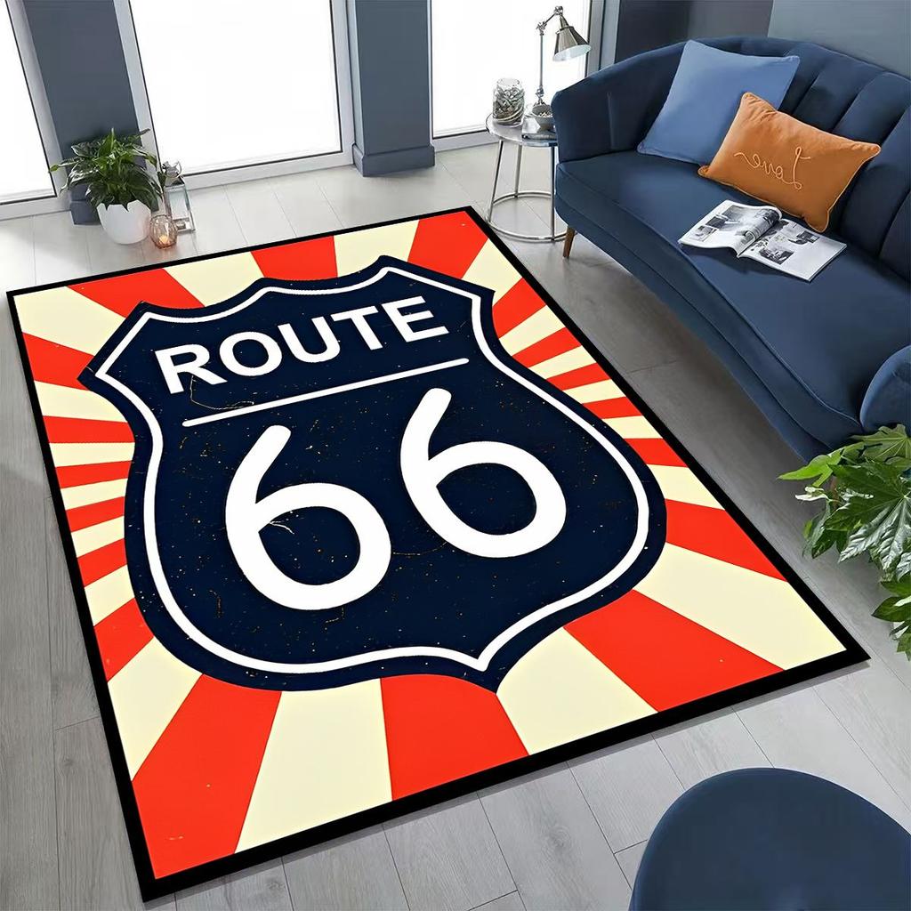 3D ретро ковер Route 66 Америка Историческая Мать-дорога для спальни, гостиной, дивана, дома, коврик для прихожей, Декор, Большой детский нескользящий коврик для пола