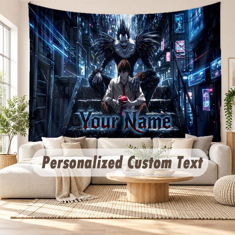 Custom Name Wall Hanging Tapestry,Death Note Decorative Backdrop Tapestry For Dorm Home