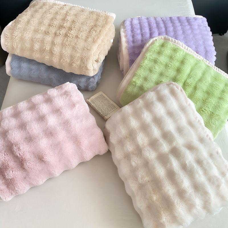 Легкая роскошь однотонное многофункциональное одеяло из кроличьего вельвета зимнее толстое теплое фланелевое используется для спальни гостиной одеяло