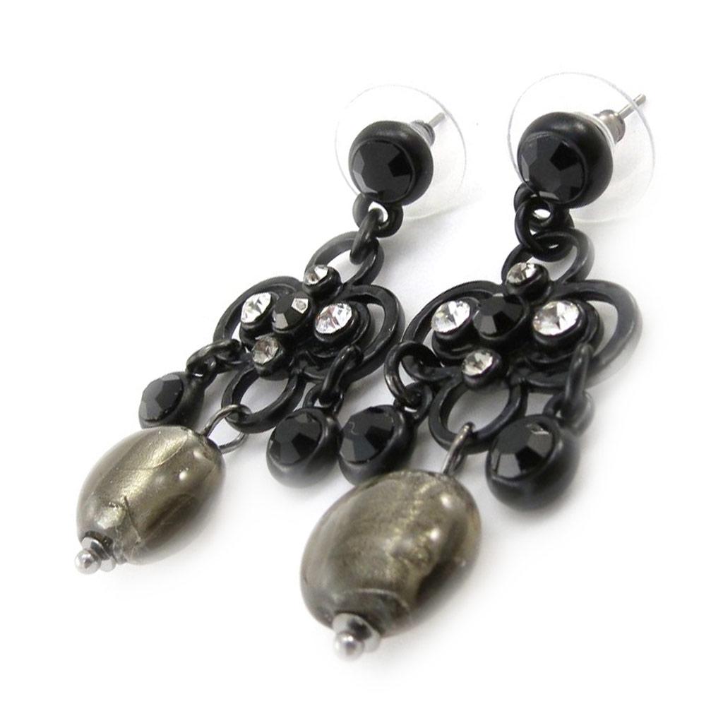Les Trésors De Lily [J0471] - 'Mélusine' Black Grey Designer Earrings
