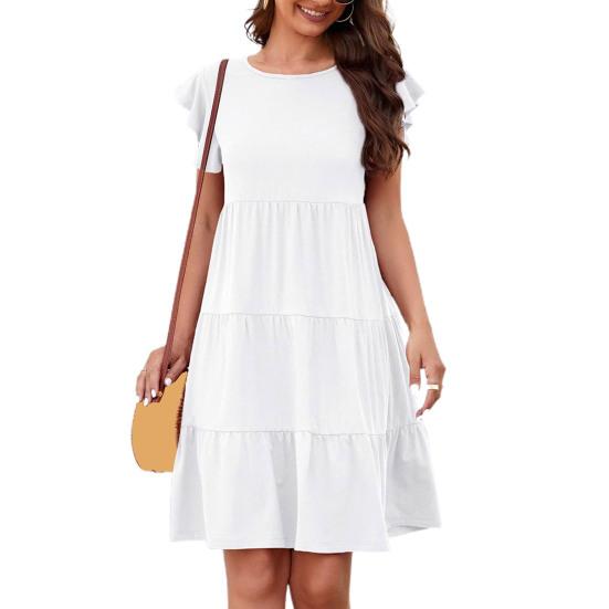 Женские платья Однотонные платья миди Повседневные свободные платья с круглым вырезом