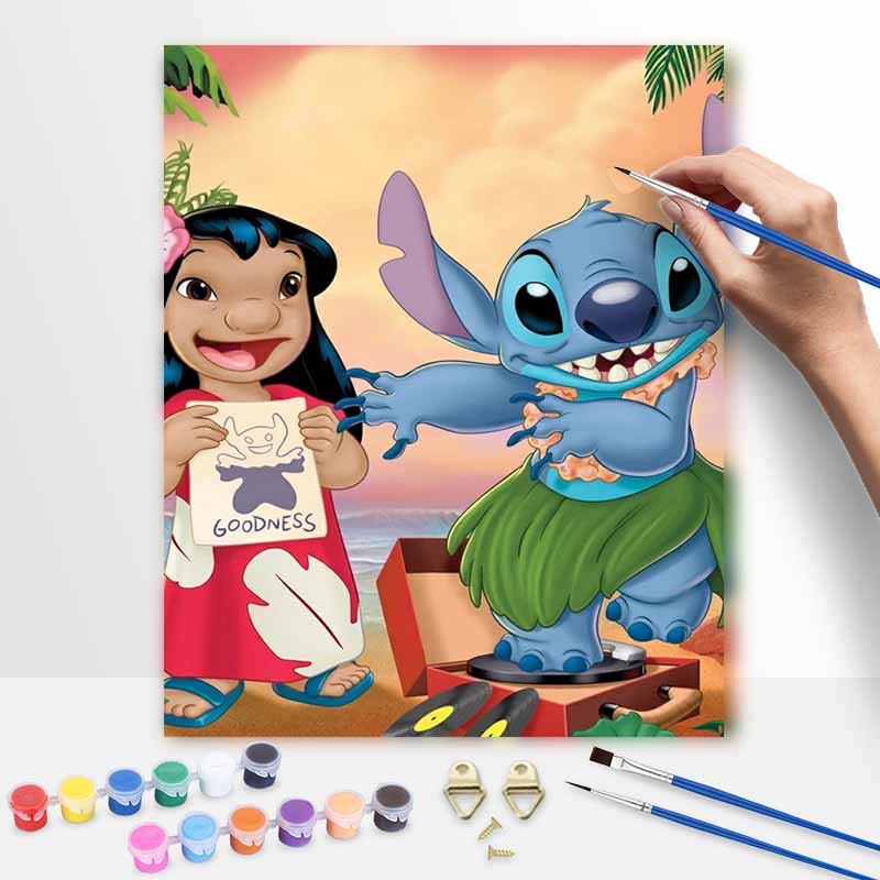 Disney Картина маслом Лило и Стич живопись искусство ручная работа DIY картина украшение дома подарок