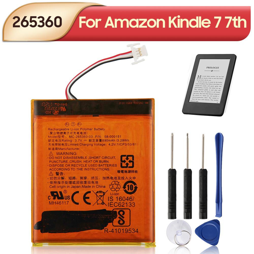 Replacement Battery 265360 for Amazon Paperwhite Kindle 7 8 58-000151 58-000083 265360-03 890mAh + Tools