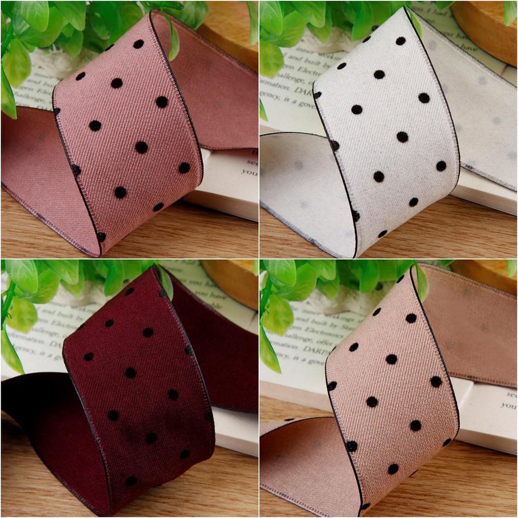 Korean Polka Dot Flocked Ribbon Bow for Children's Hair and Clothing Accessories