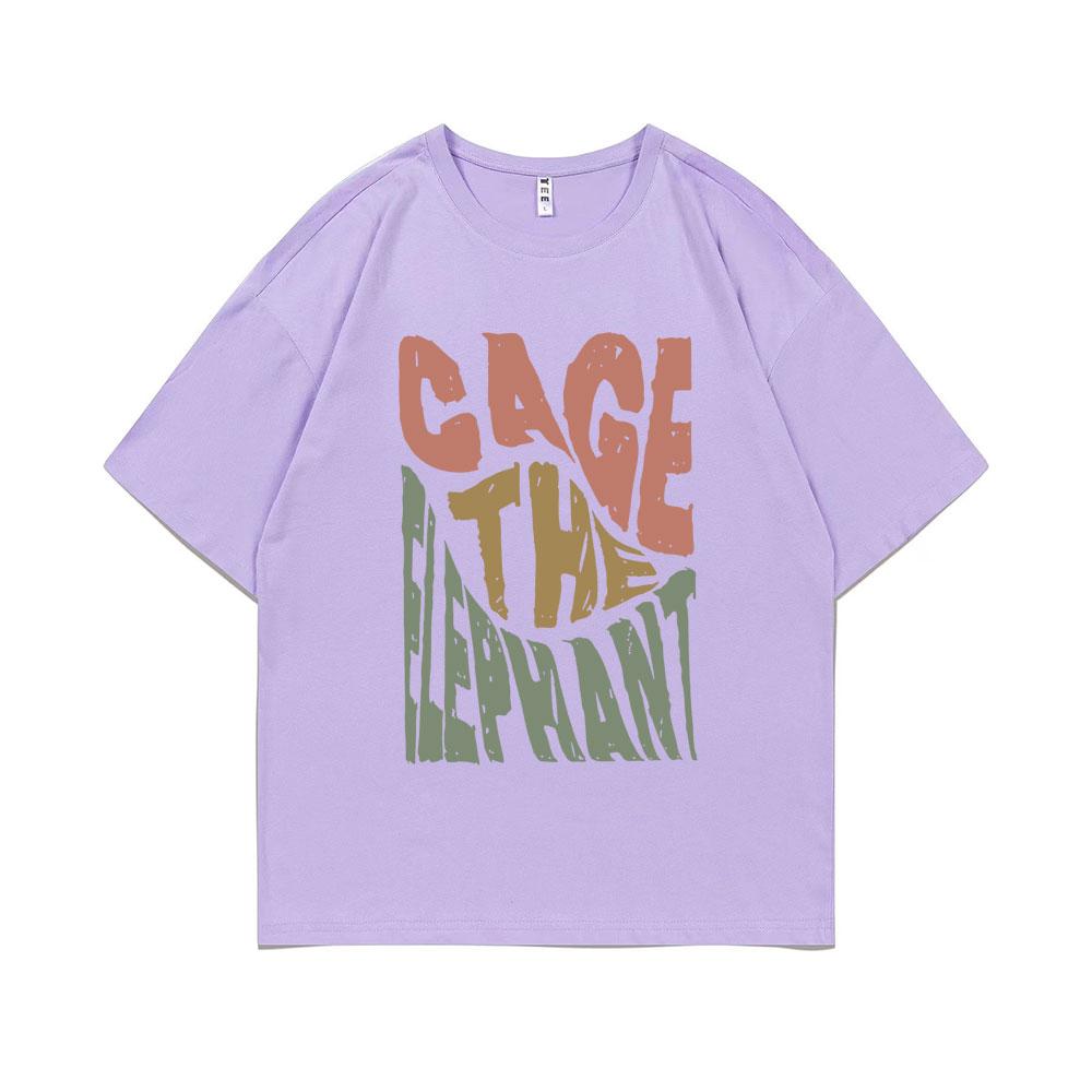 Limited Cage The Elephant Pritn Tshirt Short Sleeve Men Women Fashion Casual Oversized T-shirts Tops Men's Hip Hop Streetwear