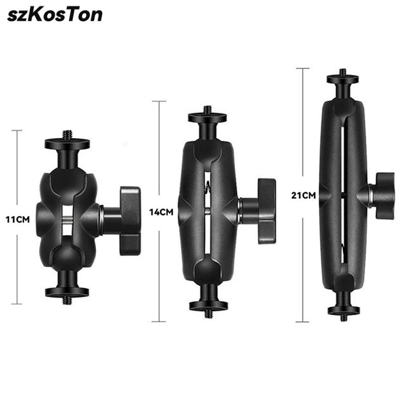 Aluminum Double Socket Extension Arm 1 Inch Ball Head Adapter for GoPro Insta360 DJI Accessories Bike Motorcycle Bracket Holder