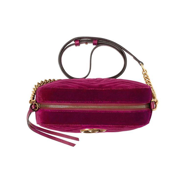 Gucci GG Marmont Quilted Velvet Camera Bag Fuchsia Gold Hardware Daily Party 447632-9QIBT-5671