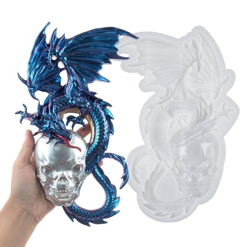 Dragon Skull Silicone Mold DIY Wall Decorations Crystal Epoxy Resin Mould Half Three-dimensional Decorative Casting Tool