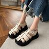 2025 Rome Women's Sandals New Closed Toe Outdoor Best Seller Solid Casual Hollow Out Buckle Strap Flat Sandals Zapatos