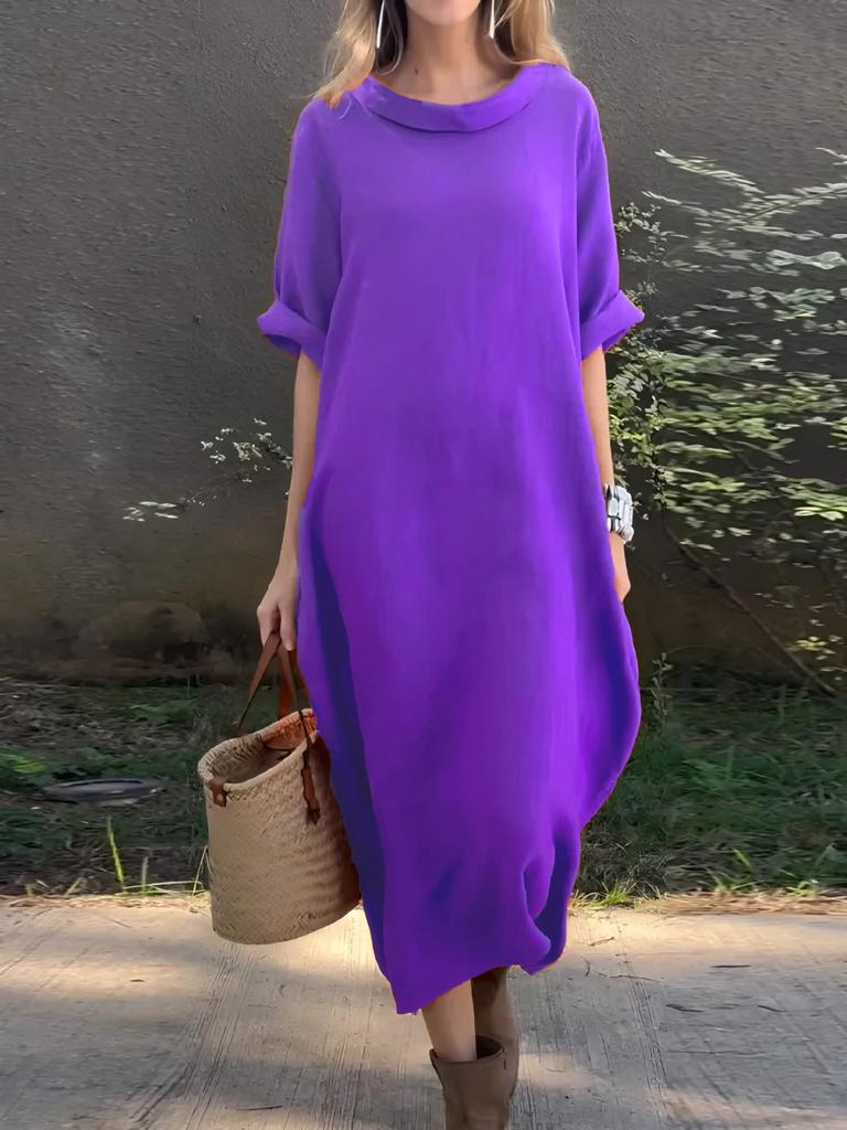 Женское повседневное платье-свинг большого размера в европейском и американском стиле с рукавом средней длины