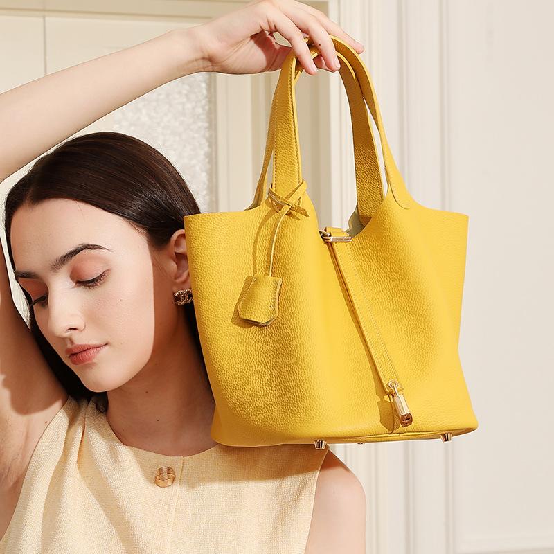 Сумка-ведро из натуральной кожи, нишевая, высококлассная, изысканная, ручной работы, для женщин