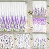 Лавандовые шторки для душа Акварельные фиолетовые цветочные растения Водонепроницаемый полиэстер Занавеска для ванной комнаты Декор комнаты с крючками