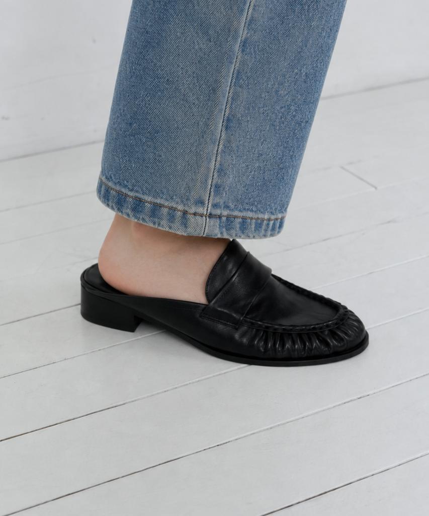 NUUS Maia Shirred Penny Loafer Mules [N139]_2Color