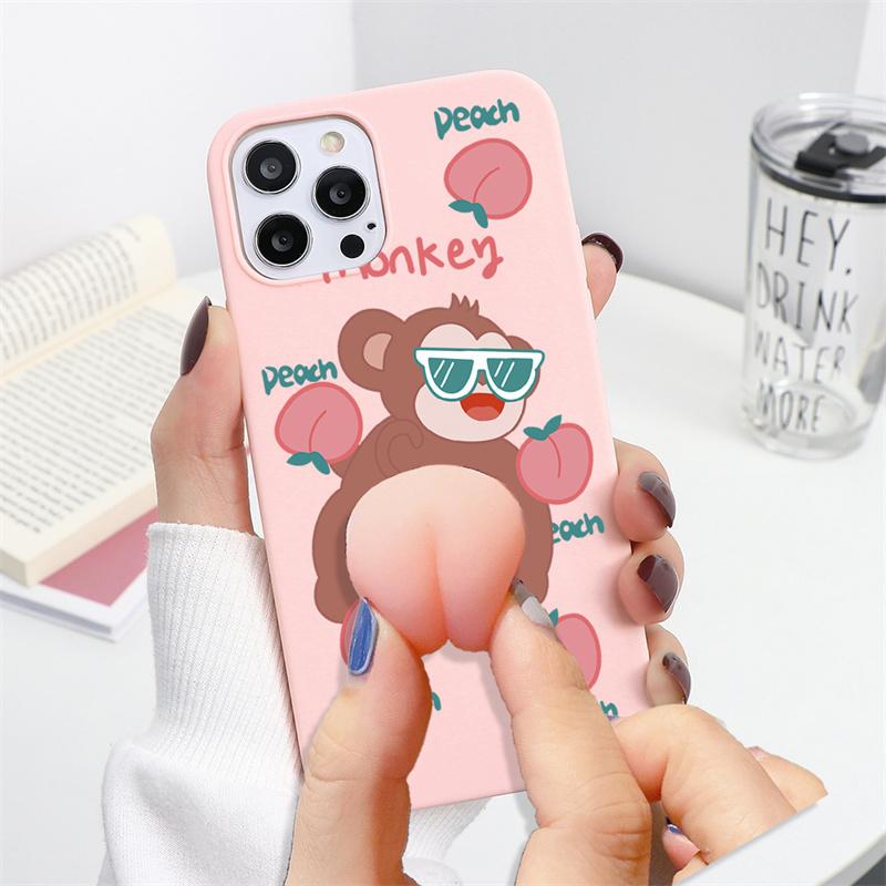 Мягкий чехол для телефона с 3D милыми животными в виде ягодиц для iPhone 11 12 13 Pro Max XS 7 6 Samsung A40 A32 A02 S22 Xiaomi Redmi 9T Huawei P30 vivo Y52s Soft Funda