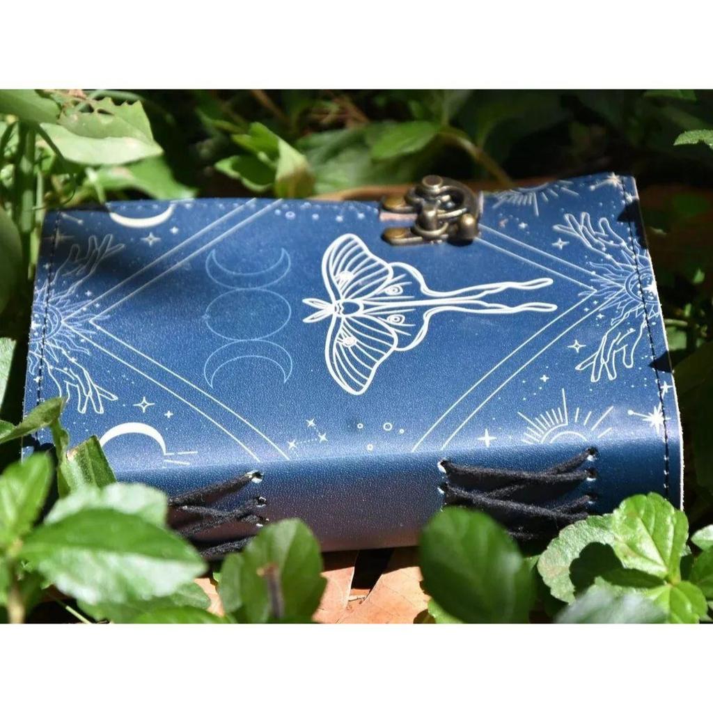 Пустая книга заклинаний теней винтажный кожаный журнал ручной работы лунный мотылек принт 7X5