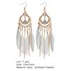 1 пара женских серег-подвесок в богемном стиле, этнические серьги с синтетическими перьями, изысканные женские серьги-подвески