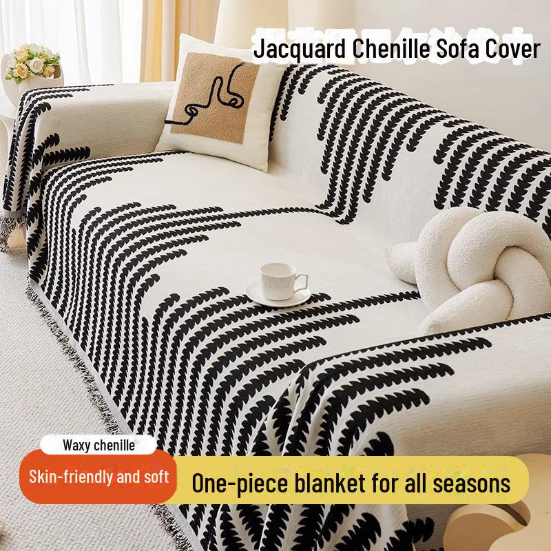 Chenille Nordic Sofa Cover: One-Piece, Dust-Proof, All-Season Blanket