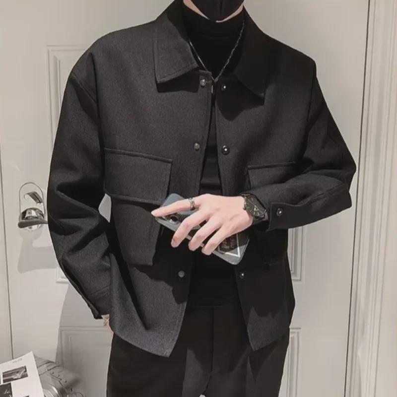 Мужская куртка осень 2023: Короткий, повседневный, легкий и зрелый стиль лацканов для весны и осени