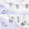 New Silver 925 Blue Dragonfly Butterfly Charms Beads Fit Bracelet for Women DIY Fine Jewelry Accessories Beads Gifts