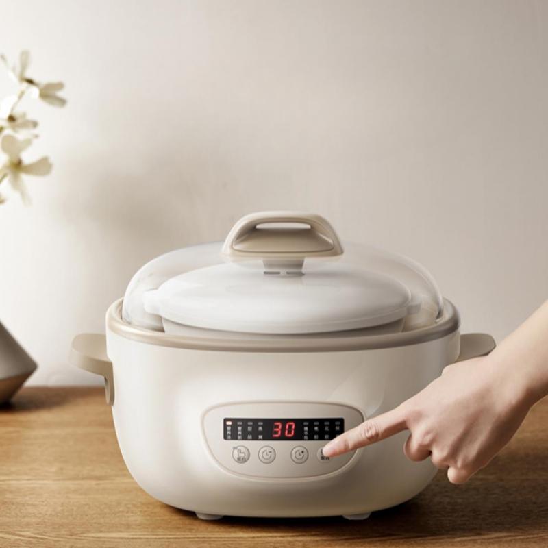 220V 2.5L Slow Cooker Baby Supplement Machine Mini Bird's Nest Stew Pot White Porcelain Waterproof Stew Pot