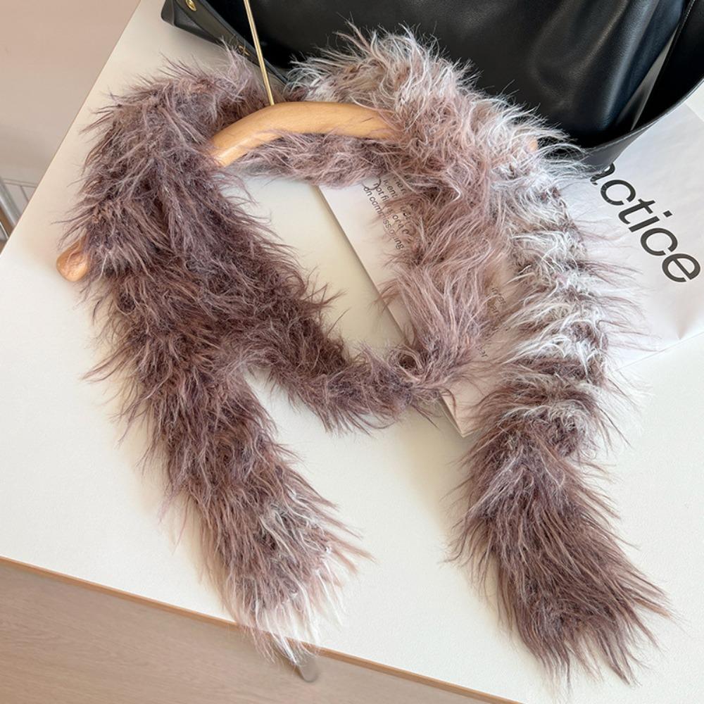 Субкультура Y2K искусственный мех шарф Harajuku чокер стример модный узкий длинный шарф для женщин