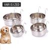 Stainless Steel Stationary Dog Bowl Hanging Feeder Dish Travel Food Water Bowls Pet Feeding Tools
