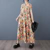 DIMANAF 2025 Женское Большого Размера Весенне-Летнее Длинное Платье с Принтом Повседневное Платье Свободное Базовое Винтажное Макси Новое
