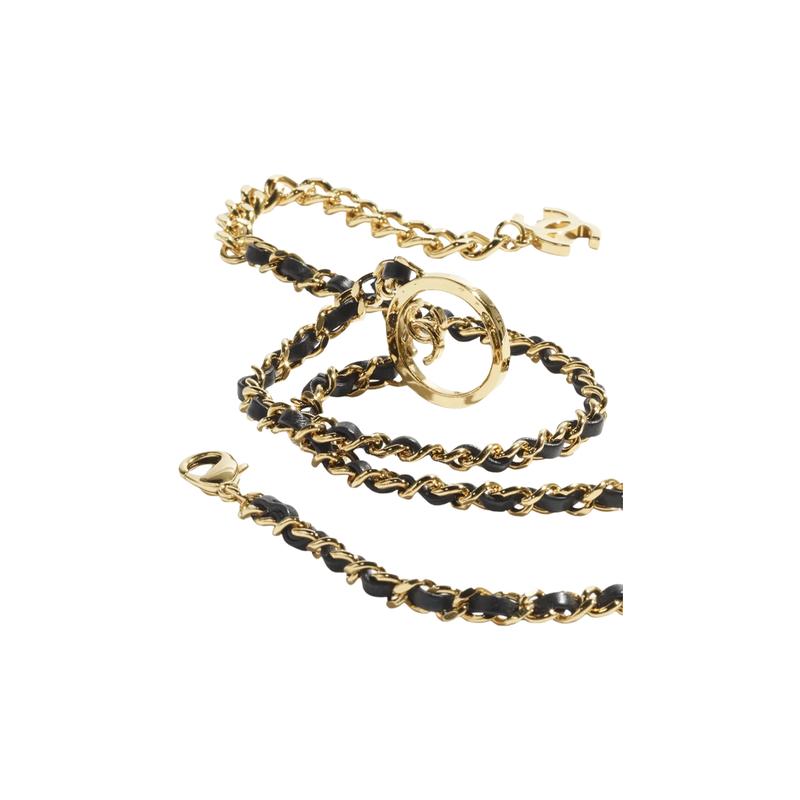 Chanel [Новинка 24C] Ожерелье с логотипом Лого Лого Женское Черное