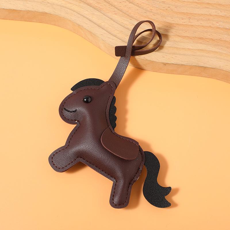 Women'S Bag Pony Keychain Pendant High Quality Pu Leather Horse Ornament Handmade Stitching Charm Fashion Accessories Gift