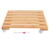 Bamboo Movable Potted Plant Flower Shelf Storage Rack Tray with Wheels for Outdoor Patio Garden
