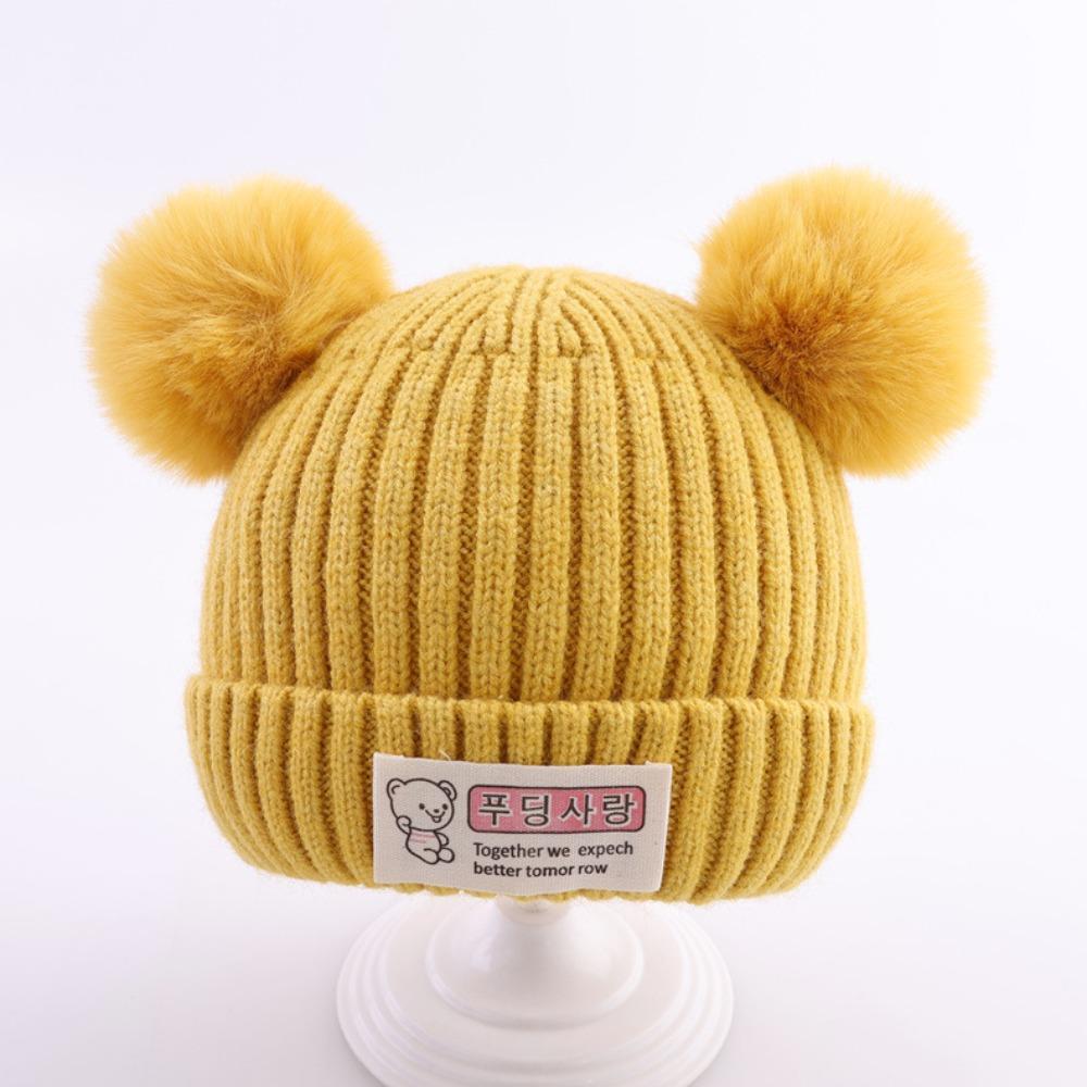 Плюшевый помпон Зимняя шапка Однотонные шапки-бини Новая детская теплая шапка Мальчики Девочки