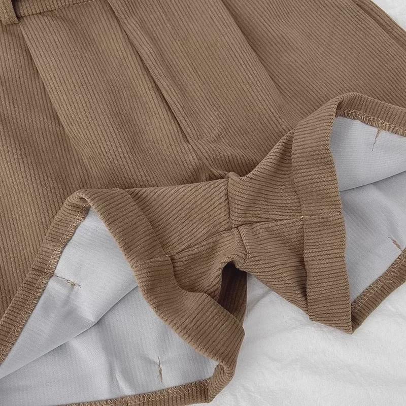 Женские ретро-шорты из вельвета с высокой талией и широкими штанинами - мода осень/зима