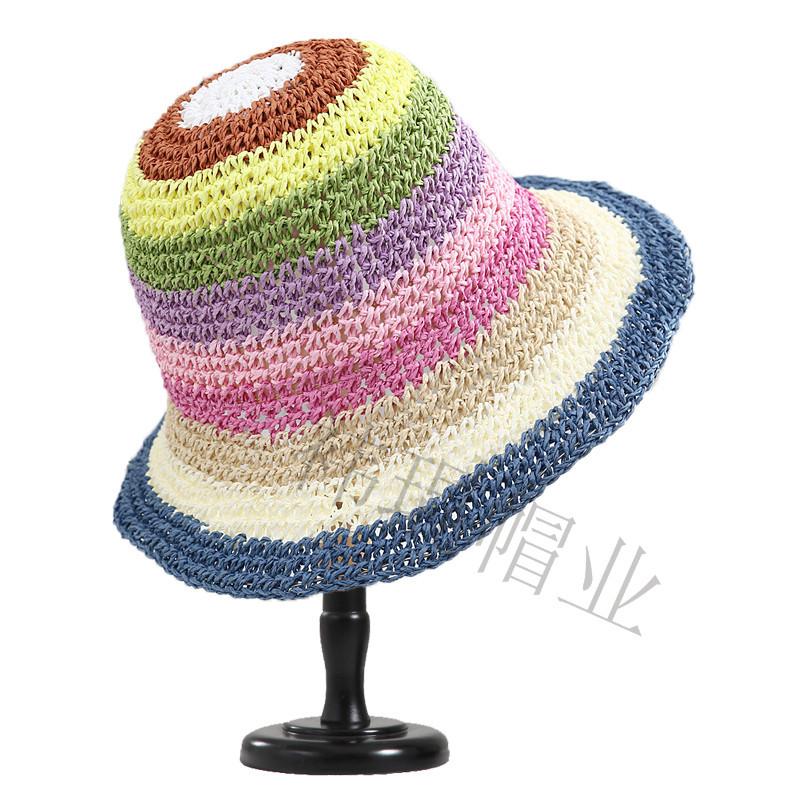 Модные летние женские панамы соломенные радужные вязаные крючком складные цветные солнцезащитные пляжные шапки ручной работы оптом