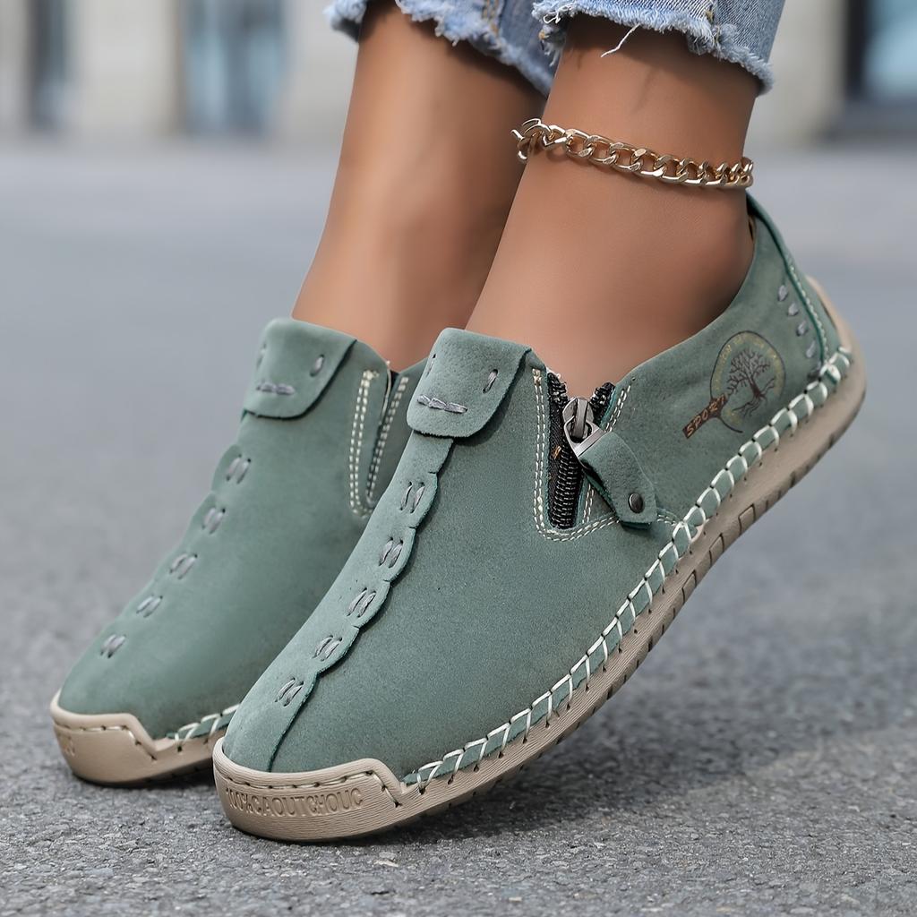 Повседневные лоферы ручной работы из кожи с застежкой-молнией и гибкой подошвой