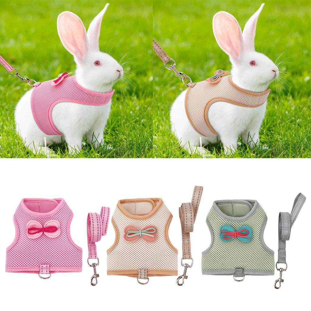 Breathable Mesh Harness and Leash Set for Rabbits Ferrets with Adjustable Size for Various Season Small Animal Supply