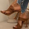 Sexy Women Shoe 2024 Summer New European American Simple High Heel Sandals Fashion Large Slippers Casual Shoe Sandalias