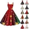 Women's Christmas Snowflake Print Sexy Slim Off Shoulder Punk Retro Dress