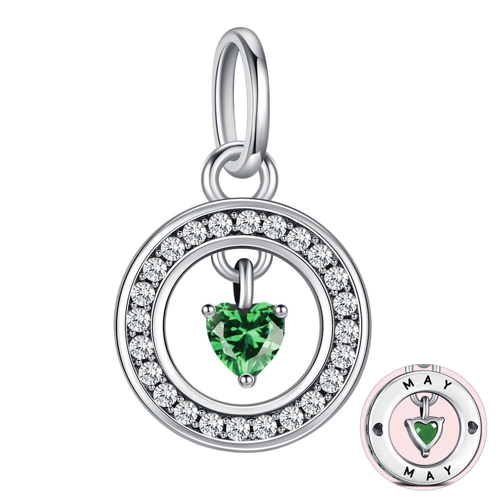 S925 Silver Lucky Month Birth stone Charm Fit Bracelets Diy For Women Pendant Colorful 12 Month Charm