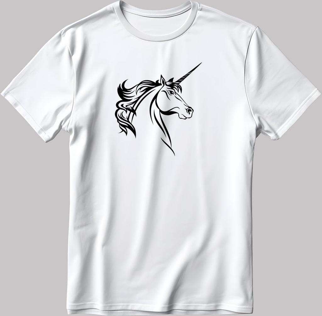 Unicorn Figure Short Sleeve White-Black Men's / Women's T Shirt K1009