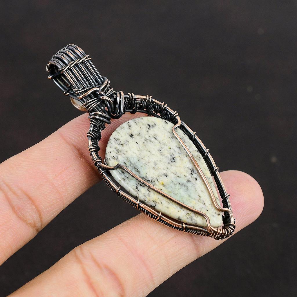 K2 Jasper Copper Pendant Copper Wire Wrapped Jewelry Gemstone Pendant Handmade Copper Wire Pendant Rainbow Moonstone Pendant Gift For Mother
