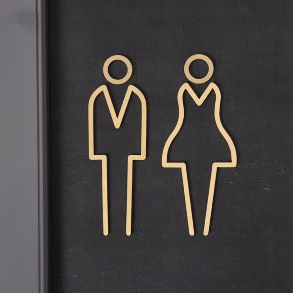 Toilet Door Sign for Hotel,Office,Home Brass Bathroom Signage WC Plaque Restroom Sign Toilet Symbol