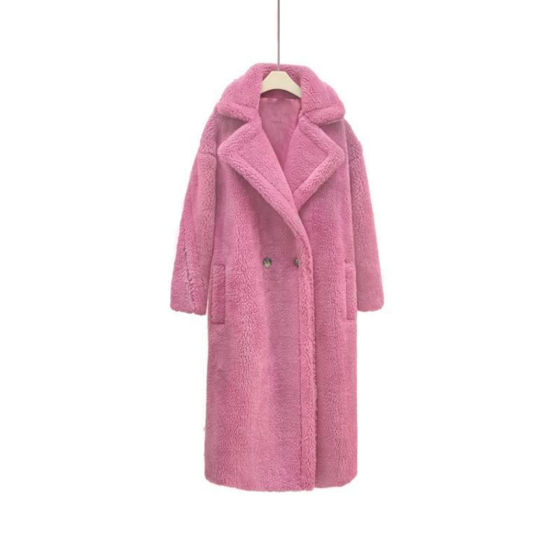 Искусственный мех 2 детали imitation wool coat длинное пальто imitation teddy bear fur long coat
