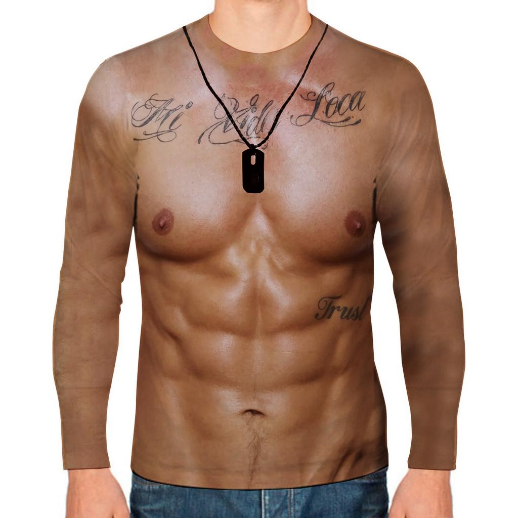 Поддельные мышцы Смешные 3D-принты Футболки Мужские и женские футболки с длинным рукавом Хип-хоп Уличная одежда Харадзюку Пуловеры Футболки Топы Детская одежда