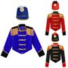 Kids Girls Circus Ringmaster Costume Drummer Cosplay Performance Costume Stand Collar Long Sleeve Fringe Epaulet Jacket and Hat Set