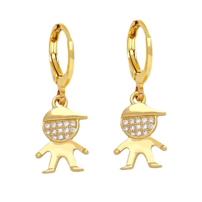 Модные, Простые и Универсальные Серьги для Мальчиков для Женщин Нишевый Дизайн Мультяшные Серьги Золотистые